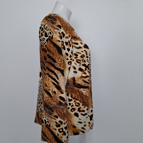 Investments Brown Tan Animal Print Mobwife Front Zip Jacket Size MP - Picture 10 of 13
